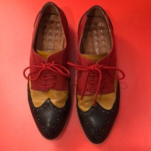 Mona Flying Red and mustard Wingtip Oxford Shoes